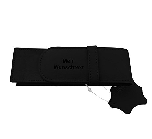 all4myoffice Schreibgeräteetui für 2 Stifte Leder inkl. Laser-Gravur (Schwarz) von all4myoffice