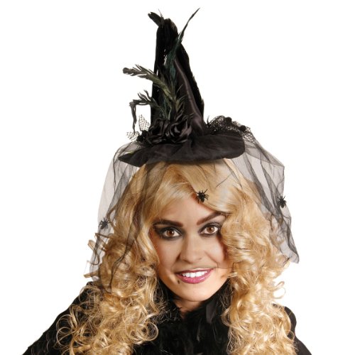 Minihut hut mini mütze feder Hexe Witch Vampir schwarz halloween horror party von all4yourparty