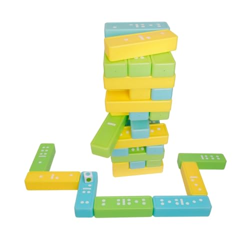 alldoro 60065 - 2 in 1 Tower & Domino Spiel Set, XXL Wackelturm + Dominosteine als Legespiel im Riesen Format, 30 Kunststoff Bausteine mit Tragetasche, Stapelspiel für Indoor, für Kinder ab 2 Jahre von alldoro