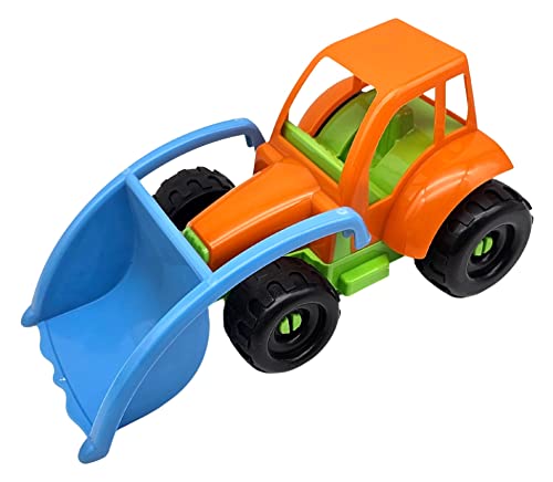 alldoro 60046 – Spielzeug Traktor mit beweglicher Frontschaufel für Kinder – bunt, aus Kunststoff – 26,5 x 15 x 12,5 cm von alldoro