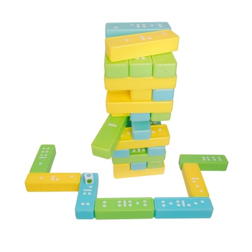 alldoro 60065 2 in 1 Tower & Domino Spiel Set, Wackelturm 30 Kunststoff Bausteine, Tragetasche, für Kinder ab 2 Jahren von alldoro