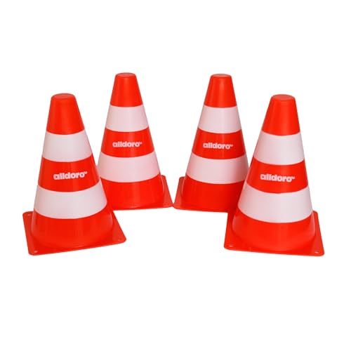 alldoro 60090 Pylonen Set, 4 Stück, Leitkegel - Verkehrshütchen stapelbar, für Kinder ab 3 Jahre, weiß-orange, 17x13x13 cm alldoro 60090 Pylonen Set, 4 Stück, Leitkegel - Verkehrshütchen stapelbar, für Kinder ab 3 Jahre, weiß-orange, 17x13x13 cm von alldoro