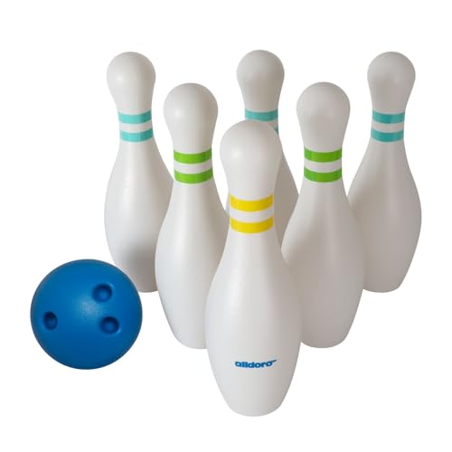 alldoro 60131 XXL Bowling Set - 6 weiße Pins befüllbar, 42 cm hoch & 1 Bowlingkugel - Kegelspiel mit Tasche, für Kinder ab 3 Jahren alldoro 60131 XXL Bowling Set - 6 weiße Pins befüllbar, 42 cm hoch & 1 Bowlingkugel - Kegelspiel mit Tasche, für Kinder ab 3 Jahren von alldoro