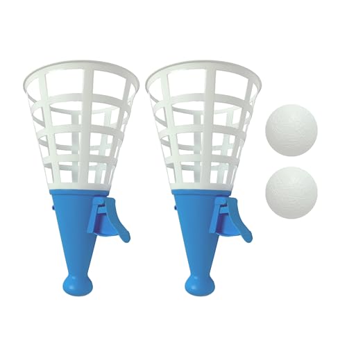 alldoro 60132 XXL-Fangballspiel, Set für 2 Kinder, 4 TLG mit Becher und Bällen, Kunststoff, Fang den Ball, 31x18 cm, blau weiß von alldoro