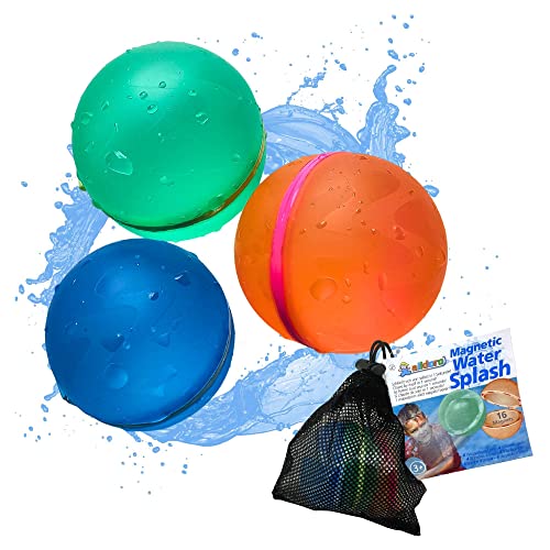 alldoro 60208 - Wiederverwendbare Wasserbomben mit Magnetverschluss, 3er-Set selbstschließende Wasserballons aus Silikon, je 7 cm, für Kinder & Erwachsene von alldoro