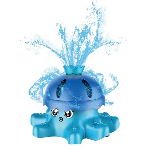alldoro 60213 Wassersprinkler Oktopus - für Kinder ab 3 Jahren - mit Gartenschlauchanschluss - blau - 15,5 x 14 x 11 cm von alldoro