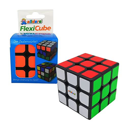alldoro 60338 Flexi Cube Zauberwürfel 3x3x3, Kantenlänge ca. 5,5 cm, 3D Magic Puzzle, magischer Würfel, Speedcube als Logik & Fingerspielzeug, für Kinder und Erwachsene, klassisch 3x3 eckig, bunt von alldoro