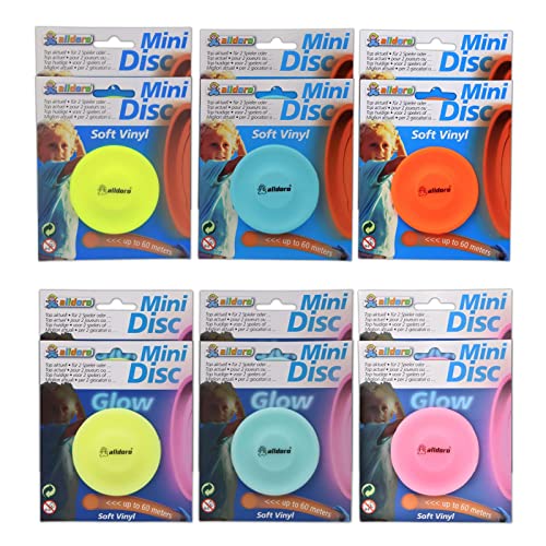 alldoro 60351 12er Set Mini Disc Wurfscheibe, Soft Silikon, 6,5 cm Outdoor-Wurfspiel für Kinder oder Hunde, Mix Neon + Glow alldoro 60351 12er Set Mini Disc Wurfscheibe, Soft Silikon, 6,5 cm Outdoor-Wurfspiel für Kinder oder Hunde, Mix Neon + Glow von alldoro