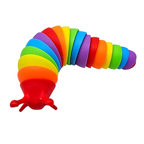 alldoro 60370 - My Flexi Worm Schnecke, Klapper Rassel für Kleinkinder, Rasselspielzeug aus Kunststoff, Fidget Toy, Greifling in Regenbogen Farben, für Kinder ab 3 Jahren, ca. 19 x 5,5 x 5,5 cm, bunt von alldoro