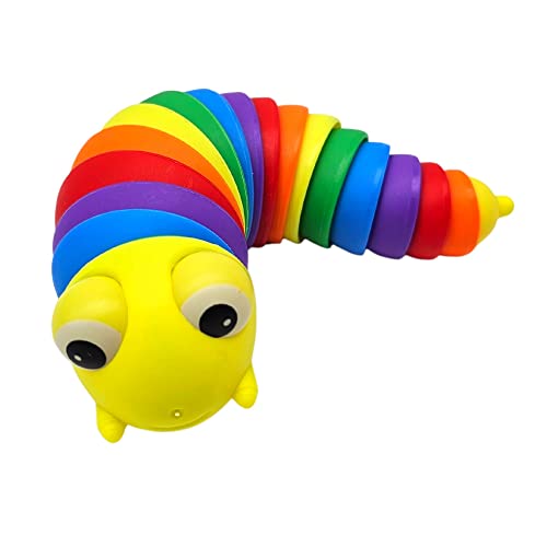 alldoro 60371 - My Flexi Worm Raupe, Klapper Rassel für Kleinkinder, Rasselspielzeug aus Kunststoff, Fidget Toy, Greifling in Regenbogen Farben, für Kinder ab 3 Jahren, Mehrfarbig von alldoro