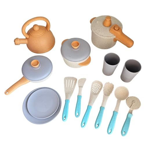 alldoro 60425 Küchenset für Kinder - 14-teilig für Kinder-Küchen, Spielküchen - nachhaltiges Küchenspielzeug von alldoro