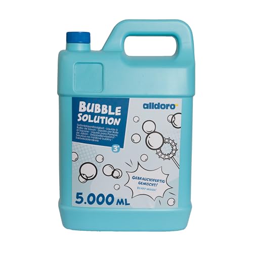 alldoro 60658 Bubble Fun Seifenblasenflüssigkeit im 5000 ml Kanister, Seifenwasser als 5 Liter XXL Vorrat, Nachfüllkanister für Bunte & große Seifenblasen, für Kinder, Erwachsene, Partys & Events von alldoro