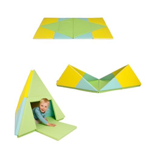 alldoro 60801 Faltbare Spielmatte 3-in-1, Krabbelunterlage, Tipi-Zelt & Spielboot, ab 0 Jahren, 182 x 105 cm, weich gepolstert, abwaschbares Kunstleder von alldoro