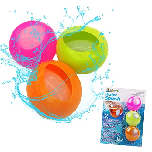 alldoro 63026 Water Splash 3er Set Wasserbomben, Wasserballons wiederverwendbar & selbstschließend, Wasser Balloon für Garten, Strand & Party, Kinder ab 3 Jahren & Erwachsene, orange/grün/pink von alldoro