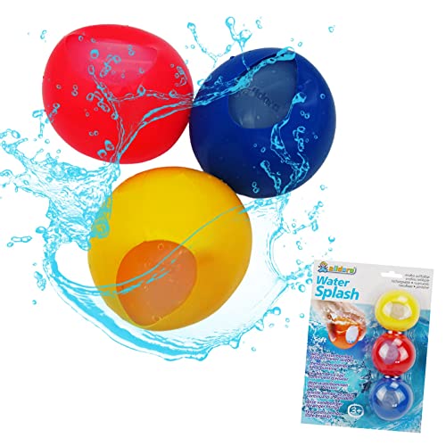 alldoro 63027 - Water Splash 3er Set Wasserbomben, Wasserballons wiederverwendbar & selbstschließend, Wasser Balloon für Garten, Strand & Party, für Kinder ab 3 Jahren & Erwachsene, gelb / rot / blau von alldoro