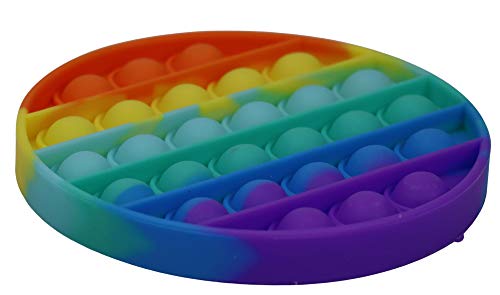 alldoro 63044 Play Silikon Fidget Spielzeug ca. 12 cm rund, Pop it Anti Stress Fingerspielzeug, Bubble Push Toy für Stressabbau, Geschicklichkeitsspiel für Kinder und Erwachsenen, Regenbogen von alldoro