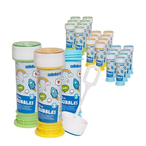 alldoro 63073 Seifenblasen 24er Set, mit Labyrinth im Deckel, Pustestäbchen, für Kinder ab 3 Jahren, bunt, 24x 55 ml von alldoro
