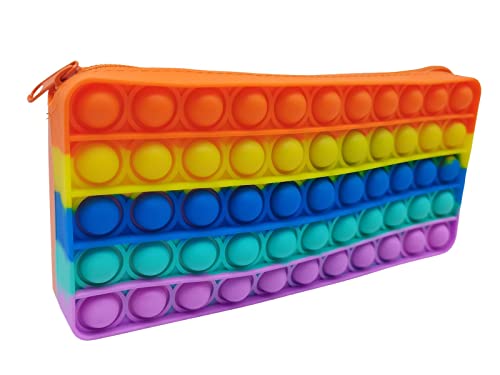 alldoro 63080 - Push & Play Federmäppchen, Multifunktionale Federtasche für Kinder & Erwachsene, Bubble Pop Spiel Schlamper für Schule und Büro, Etui ungefüllt, ca. 22 x 4 x 10 cm, Regenbogen von alldoro