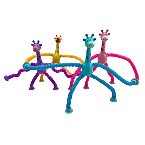 alldoro 63095 Flexi Animals - Tierfiguren mit ausziehbaren Armen und Beinen, mit Saugnäpfen, 4 Stück - bunt,7 bis 21 cm von alldoro
