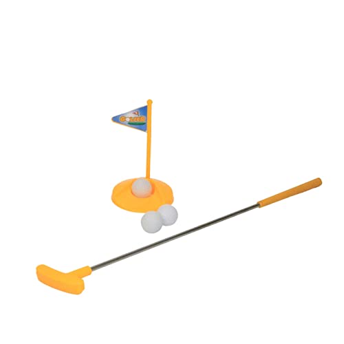 alldoro 63101 Golf Set für Kinder aus Kunststoff, mit Zielloch, Schläger, 3 Bällen, Minigolf für innen, außen, ab 3 Jahren, 5 Teile, Gelb von alldoro