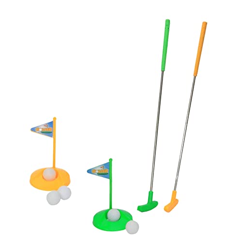 alldoro 63102 Golf Set für 2 Spieler - aus Kunststoff - mit Zielloch, Schläger und 6 Bällen, Minigolf für Kinder ab 3 Jahren, 10 Teile bunt von alldoro