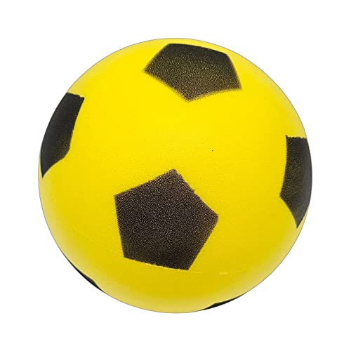 alldoro 63103 – Schaumstoffball, 20 cm, 153 g, Gelb, im Fußball-Design, für Kinder ab 18 Monaten, drinnen und draußen von alldoro
