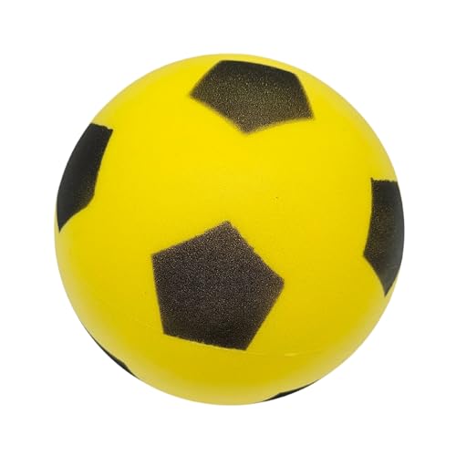 alldoro 63103 – Schaumstoffball, 20 cm, 153 g, Gelb, im Fußball-Design, für Kinder ab 18 Monaten, drinnen und draußen von alldoro