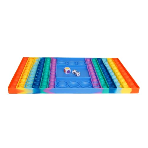 alldoro 67151 Push & Play Würfelspiel mit Zahlen und Farben, Pop it Brettspiel, Blasen Spiel, Bubble Push Toy, Fingerspielzeug für Stressabbau, für Kinder & Erwachsene, ca. 32,5 x 19 cm, Regenbogen von alldoro