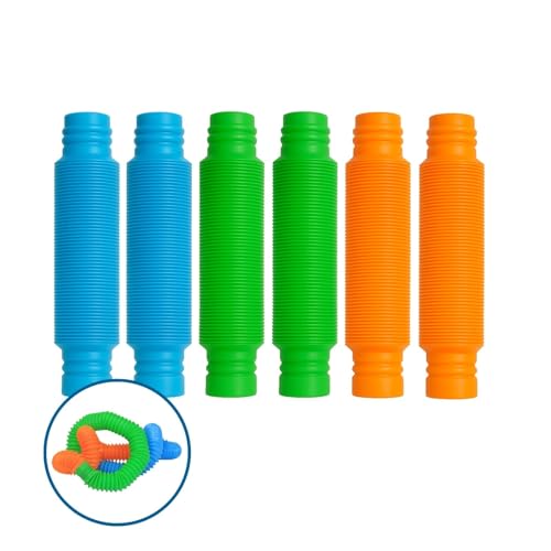 alldoro 68711 Flexi Pop Tubes 6er Set, ausziehbares Fidget Spielzeug von 21-67 cm, buntes Motorikspielzeug ab 3 Jahren, Indoor & Outdoor von alldoro