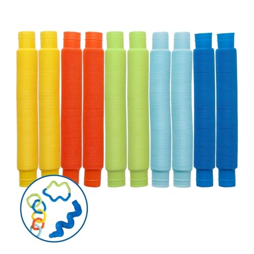 alldoro 68712 Flexi Pop Tubes 10er Set, ausziehbares Fidget Spielzeug von 21-73 cm, buntes Motorikspielzeug ab 3 Jahren, Indoor & Outdoor von alldoro