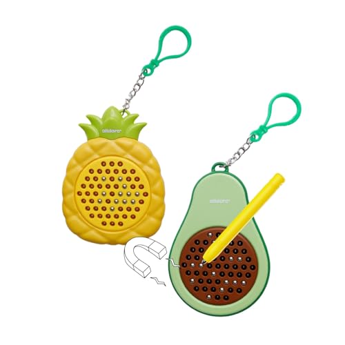 alldoro 68994 Mini Magnetspiel 24er Set im Avocado & Ananas Design, 10 cm, mit Magnetstift & Anhänger, Spiel für unterwegs & Auto, Mitgebsel von alldoro
