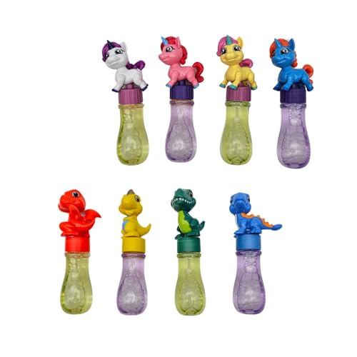 alldoro 68998 Mini-Seifenblasen - 24er Set Dino & Einhorn, Flaschen mit Abnehmbarer Figur zum Spielen, inkl. 35 ml Seifenblasenflüssigkeit, 6 cm, bunt von alldoro