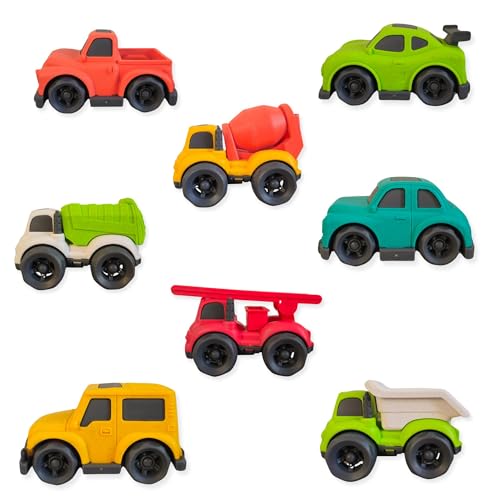 alldoro 69652 Spielzeug Autos - Set 8 Stück, 10,5 x 6,5 x 7 cm, bunt, aus Kunststoff-Weizenstroh-Gemisch, ecofriendly von alldoro