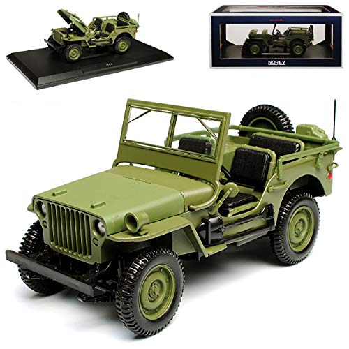 1/4 TON Army Truck Grün Jeep Willys USA Army 2. Weltkrieg Cabrio Offen Grün 1/18 Norev Modell Auto mit individiuellem Wunschkennzeichen von alles-meine.de GmbH