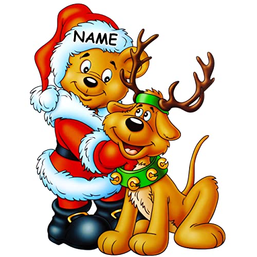 1 Stück großes Fensterbild - Teddy mit Hund als Rentier Verkleidet - incl. Name - statisch haftend - selbstklebend + wiederverwendbar/Weihnachten - St.. 1 Stück großes Fensterbild - Teddy mit Hund als Rentier Verkleidet - incl. Name - statisch haftend - selbstklebend + wiederverwendbar/Weihnachten - St.. von alles-meine.de GmbH