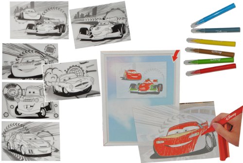 12 TLG. Bastelset - Stifte und Vorlagen für Fensterbilder/Poster - Disney Cars Lightning McQueen - Malen Malset Auto Cars Zubehör - zum Basteln - Fenste.. von alles-meine.de GmbH