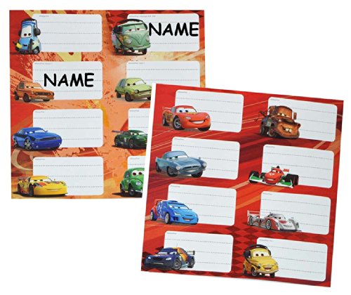 16 STK. Sticker für Hefte - Disney Cars Lightning McQueen - Heftetiketten Cars Auto - Etiketten Schulheft Aufkleber Heft für Jungen Mc Queen Auto Fahrzeuge NA.. von alles-meine.de GmbH