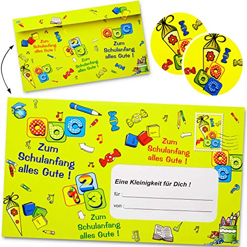 2 Stück XL Umschläge & Karten - zum Schulanfang Alles Gute ! - Glückwunschkarte - für Glückwünsche, Gutscheine/Geldgeschenk - incl. 2 Aufkleber - Schu.. von alles-meine.de GmbH