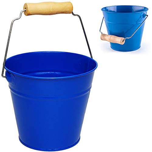 2 Stück kleine - Metalleimer - blau - 13 cm hoch - 1,2 Liter - mit 3D Effekt Rillen Prägung - Metall - Blech Eimer - Partyeimer/Sandeimer/Kindereimer Ga.. von alles-meine.de GmbH
