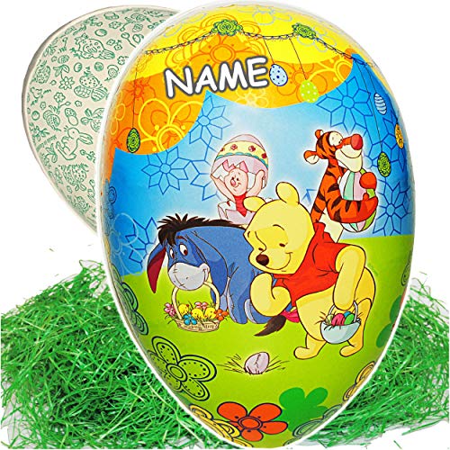 alles-meine.de GmbH 2 TLG. Set Ostergras & Füll - Pappei - 15 cm - - Winnie Pooh & Tigger - inkl. Name - Osterei/Ei zum befüllen - Deko Pappe Papp Pappeier Dekoei Papposterei.. von alles-meine.de GmbH