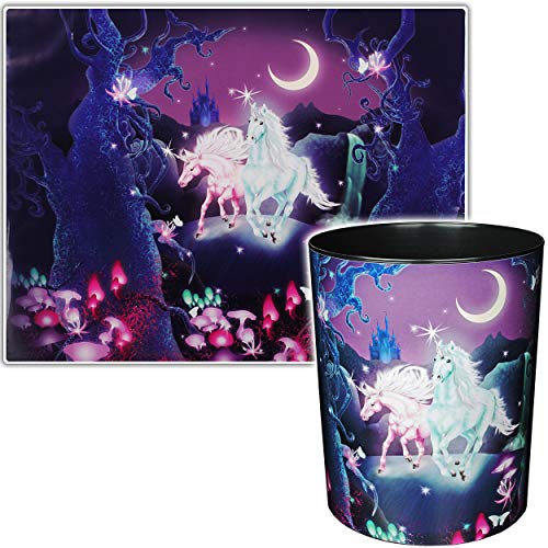 2 TLG. Set Schreibtischunterlage & Papierkorb - Einhorn - Unicorn - Schreibtischset - Unterlage - 50 cm * 39 cm - abwischbar - Mülleimer Abfalleimer - Schre.. von alles-meine.de GmbH
