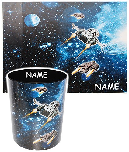 2 TLG. Set Schreibtischunterlage & Papierkorb - Weltraum - Space - Raumschiff - incl. Name - Schreibtischset - aus Kunststoff - Mülleimer/Eimer - Tisc.. 2 TLG. Set Schreibtischunterlage & Papierkorb - Weltraum - Space - Raumschiff - incl. Name - Schreibtischset - aus Kunststoff - Mülleimer/Eimer - Tisc.. von alles-meine.de GmbH