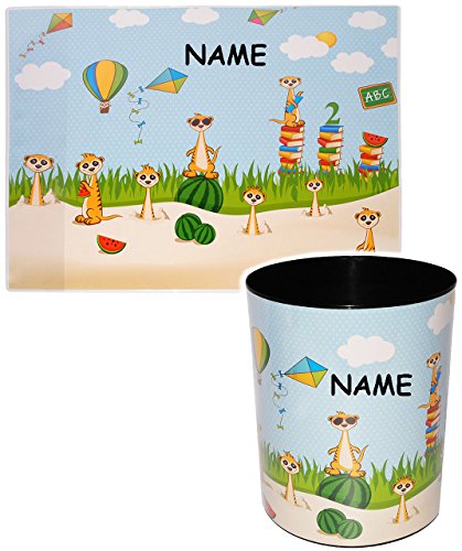 2 TLG. Set Schreibtischunterlage & Papierkorb - lustige Erdmännchen in der Schule - incl. Name - Schreibtischset - aus Kunststoff - Mülleimer/Eimer - .. 2 TLG. Set Schreibtischunterlage & Papierkorb - lustige Erdmännchen in der Schule - incl. Name - Schreibtischset - aus Kunststoff - Mülleimer/Eimer - .. von alles-meine.de GmbH