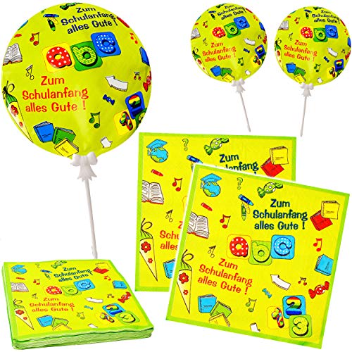 23 TLG. Set Dekoration - zum Schulanfang Alles Gute ! - 3 Folien Ballon + 20 Servietten - Tischdeko - Luftballon/Dekoballon - Deko - wasserfest & wett.. 23 TLG. Set Dekoration - zum Schulanfang Alles Gute ! - 3 Folien Ballon + 20 Servietten - Tischdeko - Luftballon/Dekoballon - Deko - wasserfest & wett.. von alles-meine.de GmbH