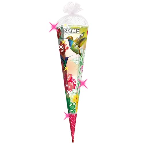 3-D Effekt - Glitzer + Rüschenborte ! Schultüte - Vogel Kolibri & Blumen - 70 cm - rund - incl. Name - Filzabschluß - Zuckertüte - mit Holzspitze - Roth.. 3-D Effekt - Glitzer + Rüschenborte ! Schultüte - Vogel Kolibri & Blumen - 70 cm - rund - incl. Name - Filzabschluß - Zuckertüte - mit Holzspitze - Roth.. von alles-meine.de GmbH
