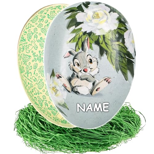 3 Stück - Ostereier - Eier zum Befüllen + Ostergras - Anzahl frei wählbar - Disney Bambi - Hase Klopfer - 15 cm - inkl. Name - Füll - Pappei - Deko Pappe Papp.. von alles-meine.de GmbH