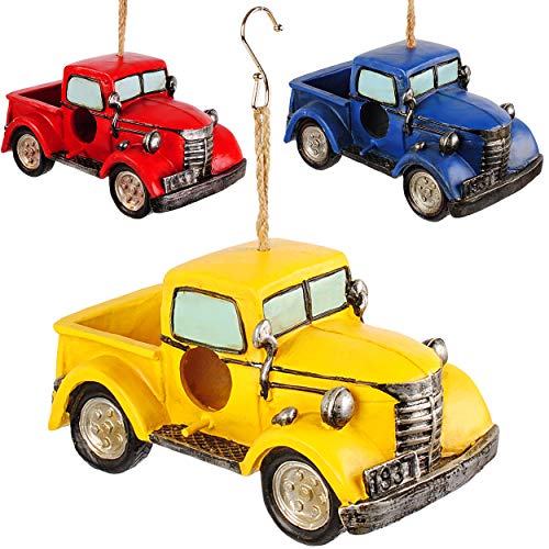 alles-meine.de GmbH 3 Stück große XL - Vogelhäuser/Dekofiguren - Oldtimer Auto - rot/gelb/blau - 26 cm - aus Kunstharz/Polyresin - Nistkasten Vogelhäuschen Vogelnistkas.. von alles-meine.de GmbH