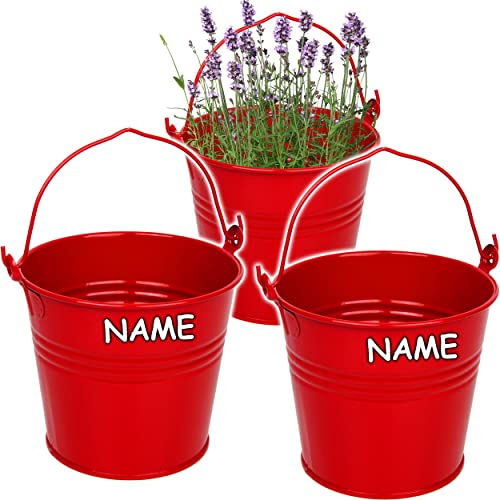 3 Stück kleine - Metalleimer/Blumentöpfe - rot - inkl. Name - 15 cm hoch - 2 Liter - Metall rostfrei - Blech Eimer - rund - mit 3-D Effekt Rillen Prägung .. 3 Stück kleine - Metalleimer/Blumentöpfe - rot - inkl. Name - 15 cm hoch - 2 Liter - Metall rostfrei - Blech Eimer - rund - mit 3-D Effekt Rillen Prägung .. von alles-meine.de GmbH