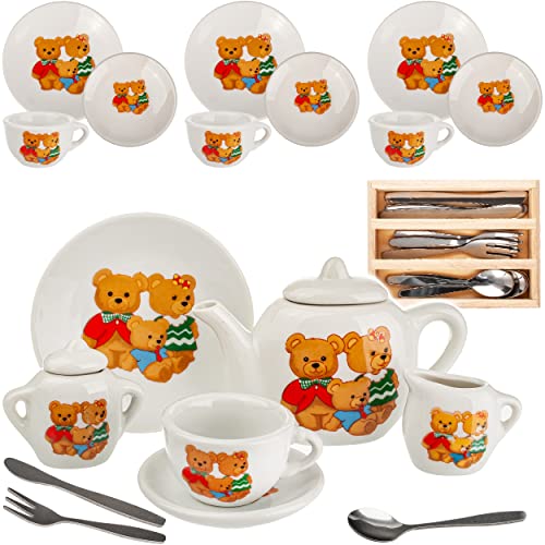 30 TLG. Set Puppengeschirr/Teeservice & Kaffeeservice - Teddybär - Tiere - Geschirr Porzellan/Keramik - Porzellangeschirr - Kinderküche - Picknickset Pu.. von alles-meine.de GmbH