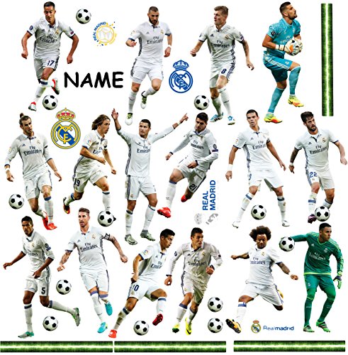 39 TLG. Set XL Fensterbilder Fußball Mannschaft - Real Madrid - Club de Futbol/FCM - Fußballverein - incl. Name - zum Spielen & als Deko - Sticker F.. von alles-meine.de GmbH
